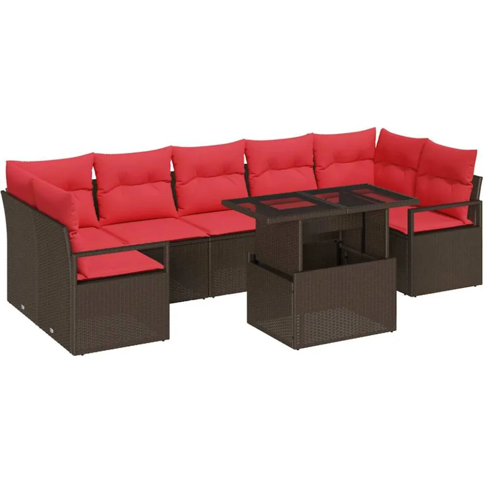 vidaXL Tuin Sofa Set 8 st Bruin Poly riet