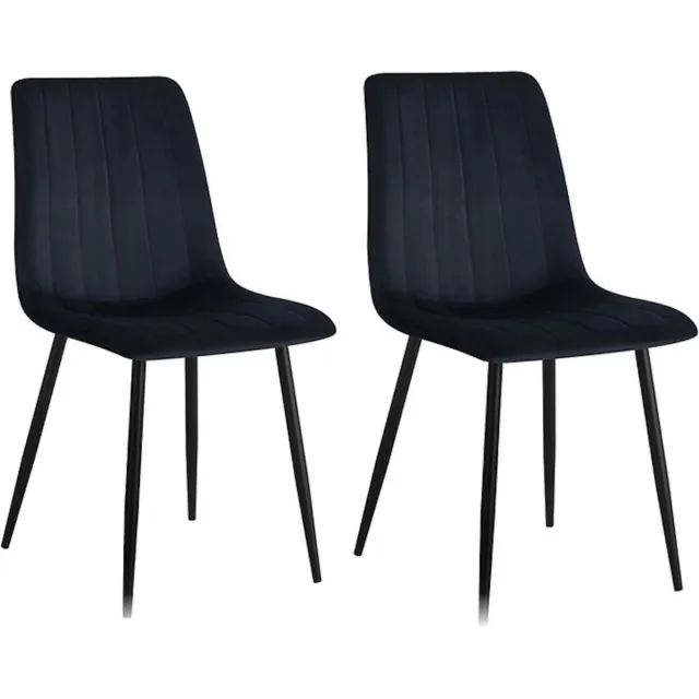 Colenis Eline Eetkamerstoel - Zwart - Set Van 2 - Fluweel - Velvet - Industrieel
