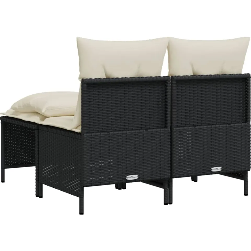 vidaXL 4-delige Loungeset met kussens poly rattan zwart, foto 4