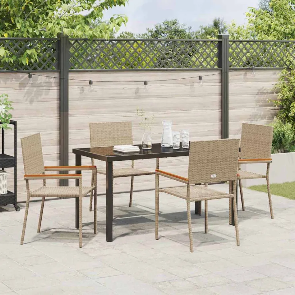 vidaXL Tuin eettafelset 5 st Beige poly rattan, foto 3