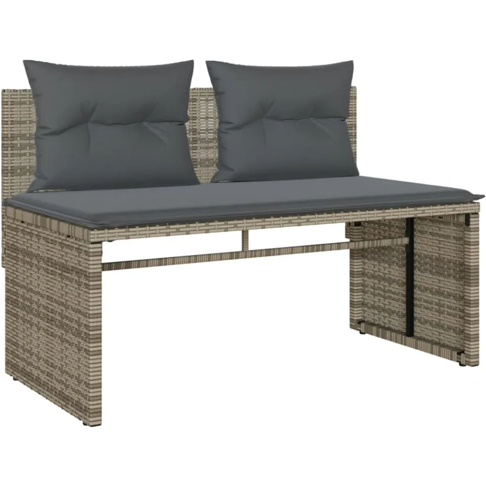 vidaXL 4-delige Loungeset met kussens poly rattan grijs, foto 3
