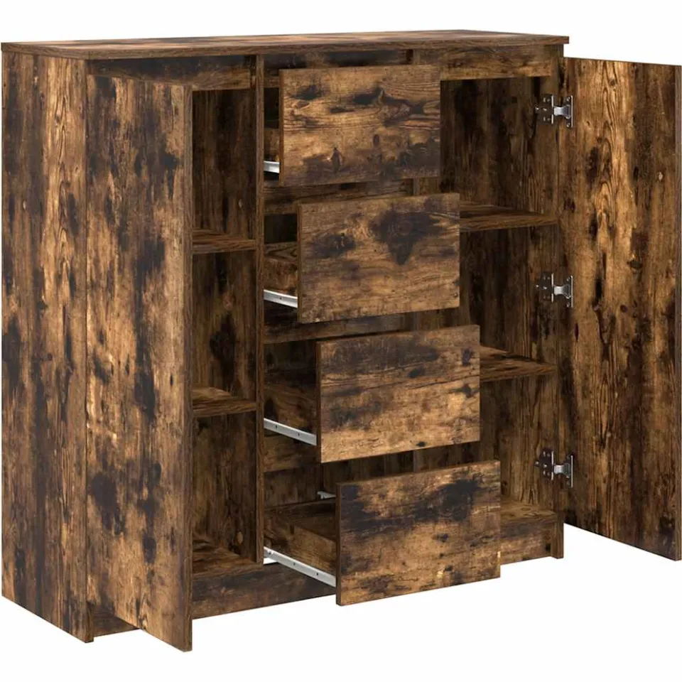vidaXL Dressoir met lades 100,5x35x98,5cm spaanplaat gerookt eikenhout, foto 4