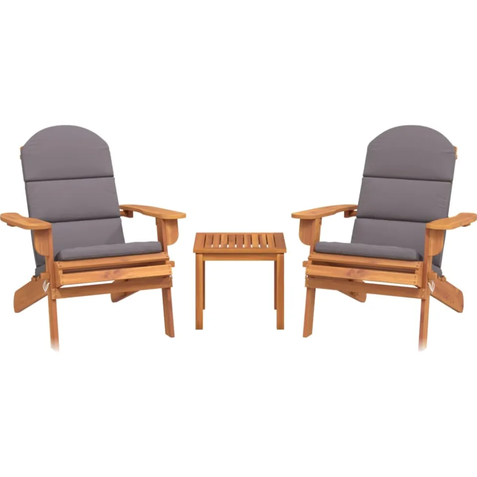 vidaXL 3-delige Loungeset Adirondack massief acaciahout Bruin