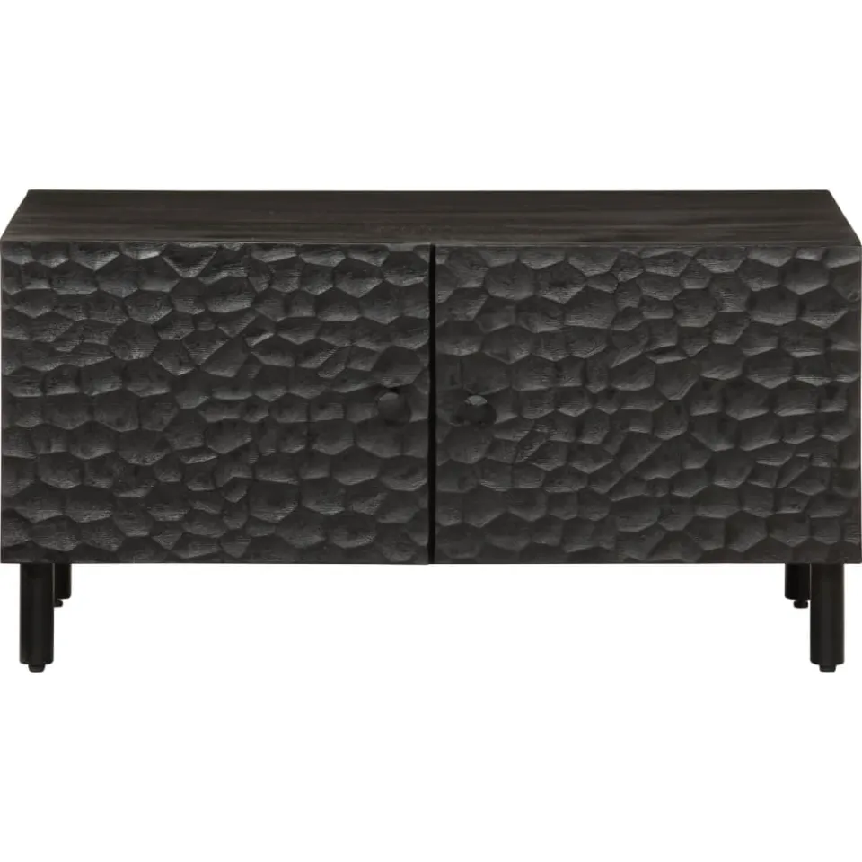 vidaXL Salontafel 80x50x40 cm massief mangohout zwart, foto 3