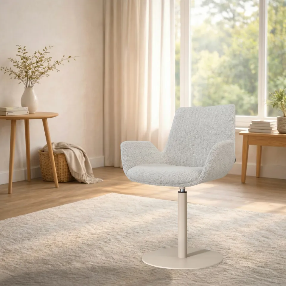 Nolon Niva-Eef draaibare tulp eetkamerstoel beige gemêleerd - beige onderstel, foto 2