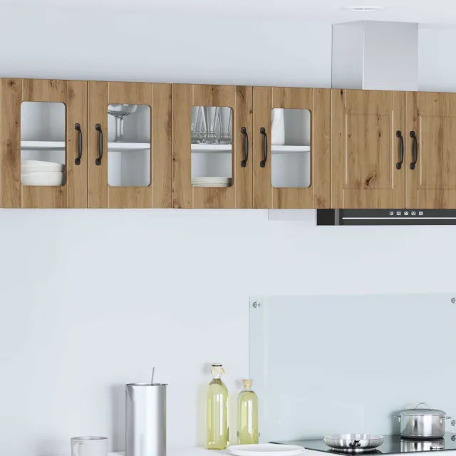 vidaXL Wandglas cabinet PORTO Artisanaal eiken 60 x 31 x 40 cm