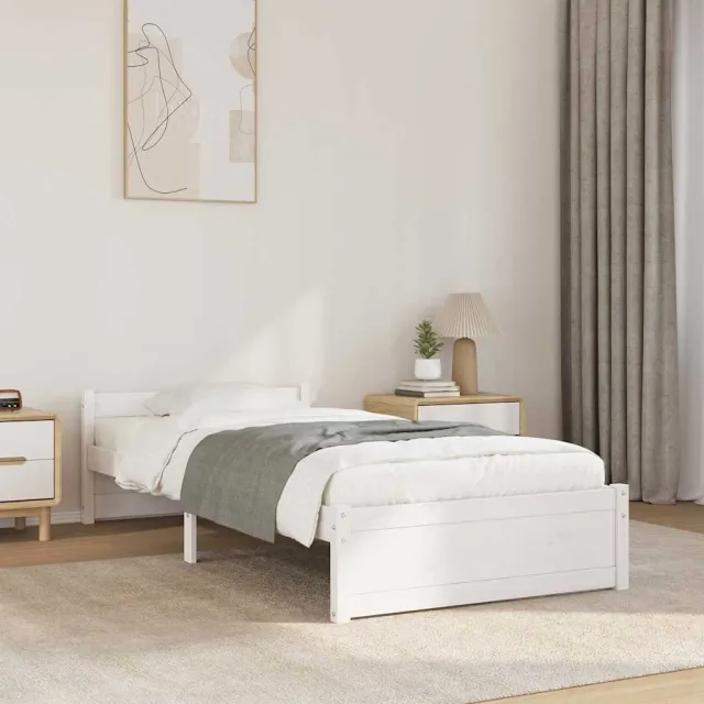 vidaXL Bedframe massief hout wit 90x190 cm