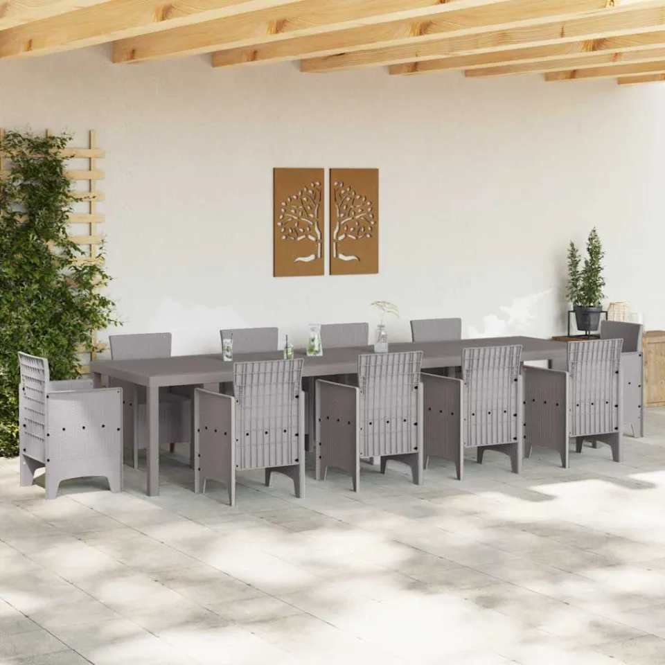 vidaXL Tuinstafel Lichtgrijs 350 x 100 x 74 cm poly rattan, foto 2