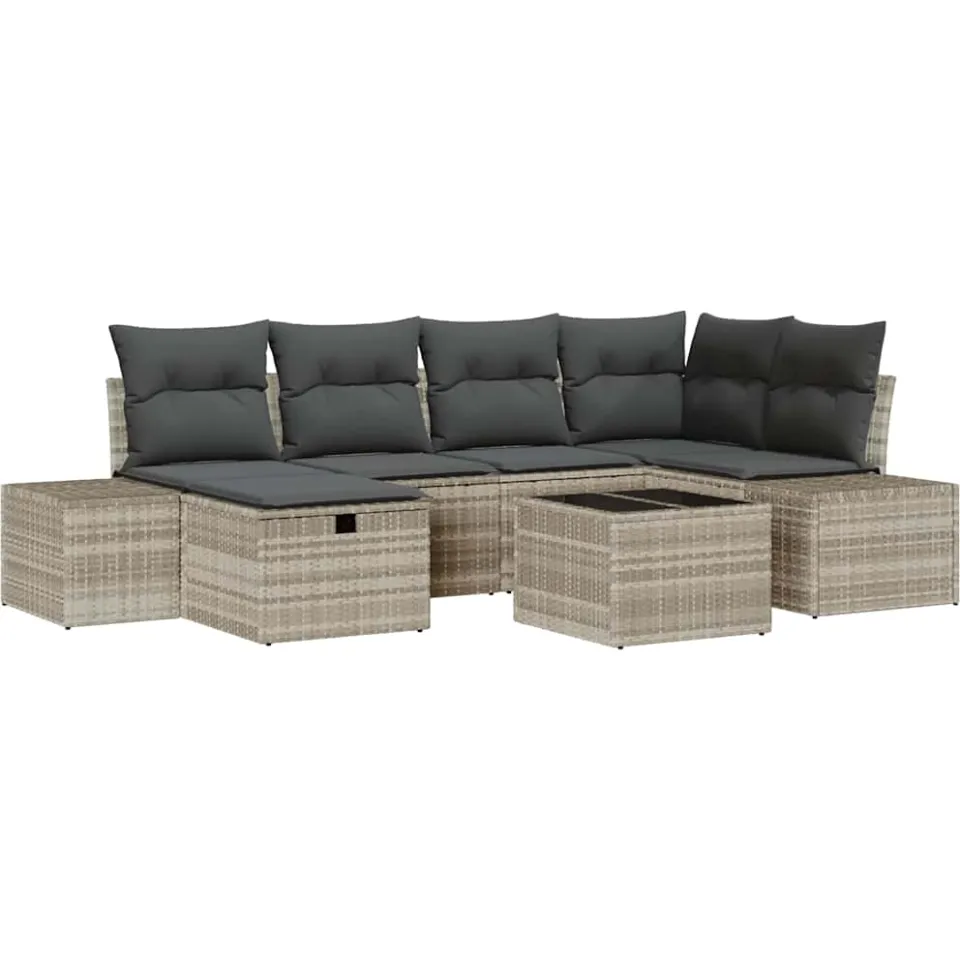 vidaXL Bankstel 6 st poly rattan Lichtgrijs