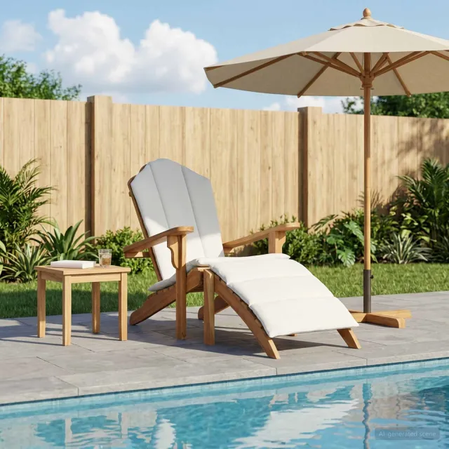 vidaXL Adirondack tuinstoel met voetensteun Naturel Massief Teakhout Bruin