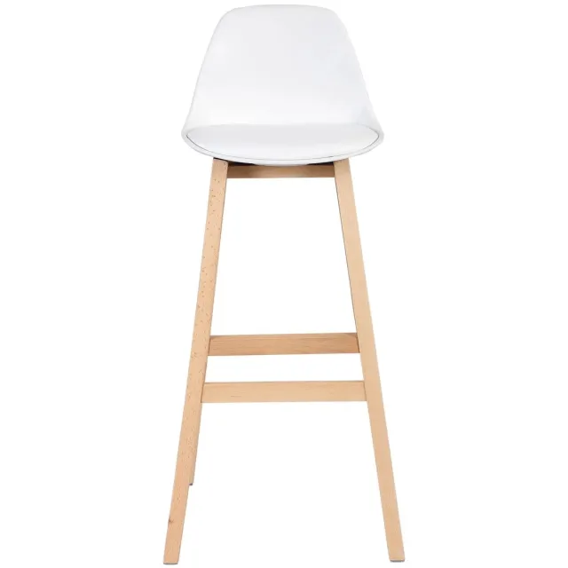 Klarven Barstoelen met Rugleuning Wit - Bar Stools - Barstoelen met Rugleuning - Barstoelen Set van 2 - Gestoffeerde Barstoelen - Ergonomisch, Gestoffeerde Zitting, Voetensteun - Massief Houten Frame - B38,5xd33cm