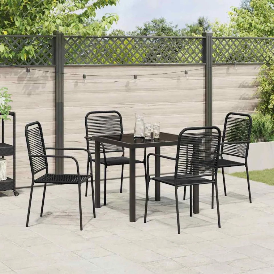 vidaXL Tuin eettafelset 5 st Zwart Gepoedercoat staal, foto 3