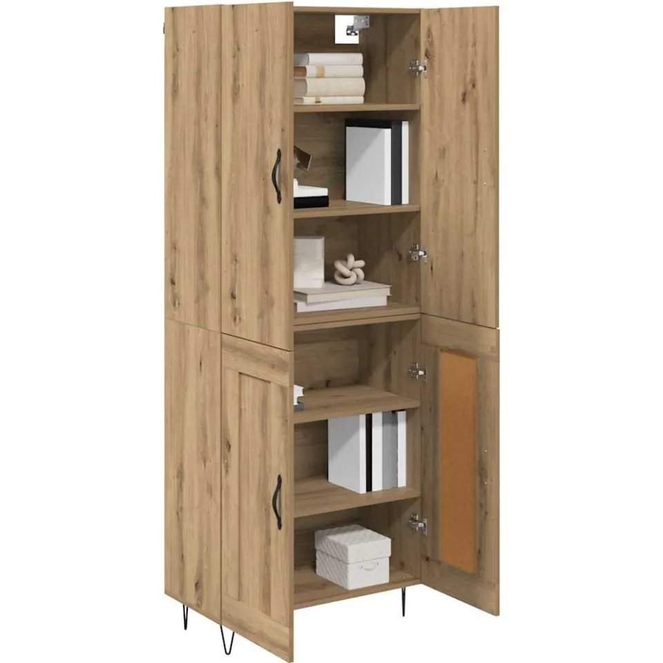 vidaXL Hoge kast 2 st Artisan Eiken 69,5 x 34 x 180 cm Bewerkt hout Bruin
