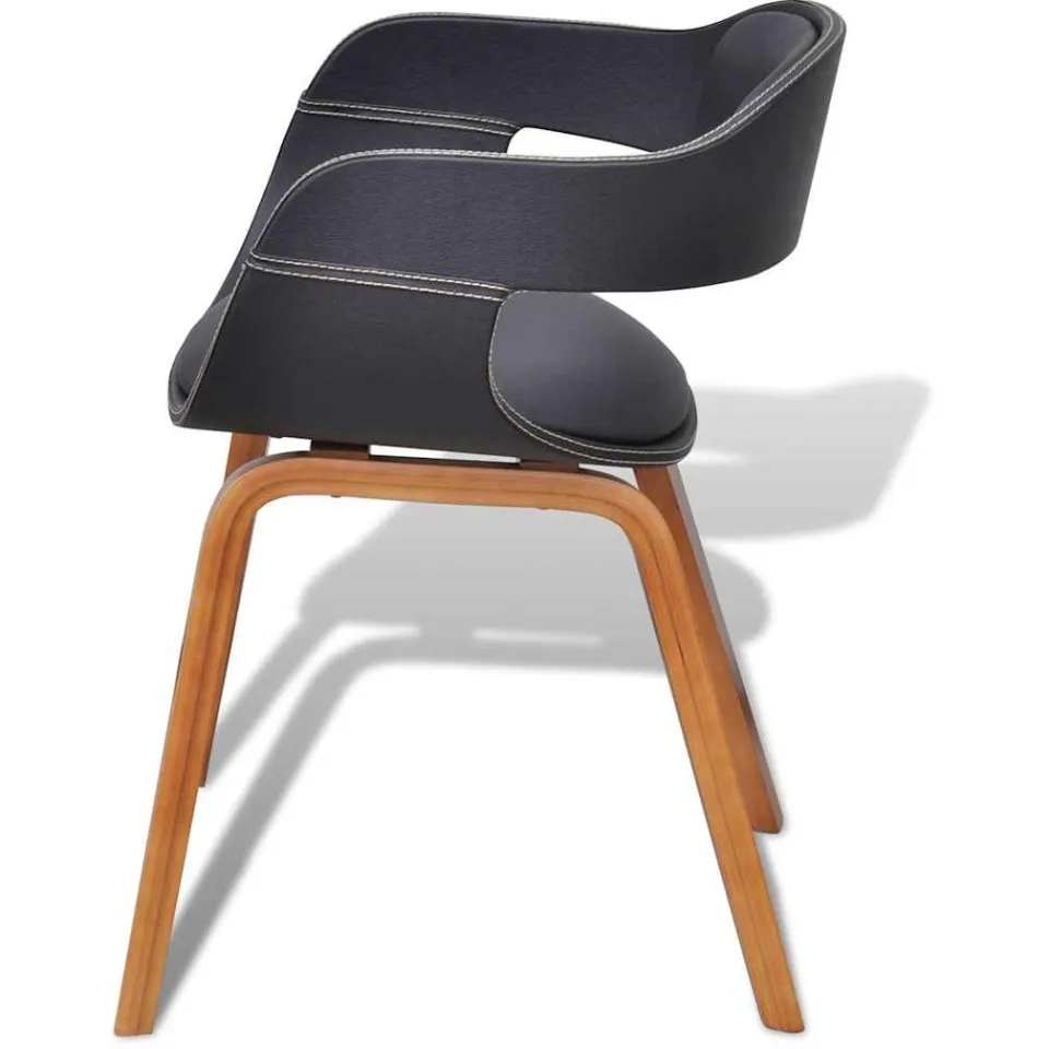 vidaXL Eetkamerstoelen 6 st gebogen hout en kunstleer zwart, foto 4