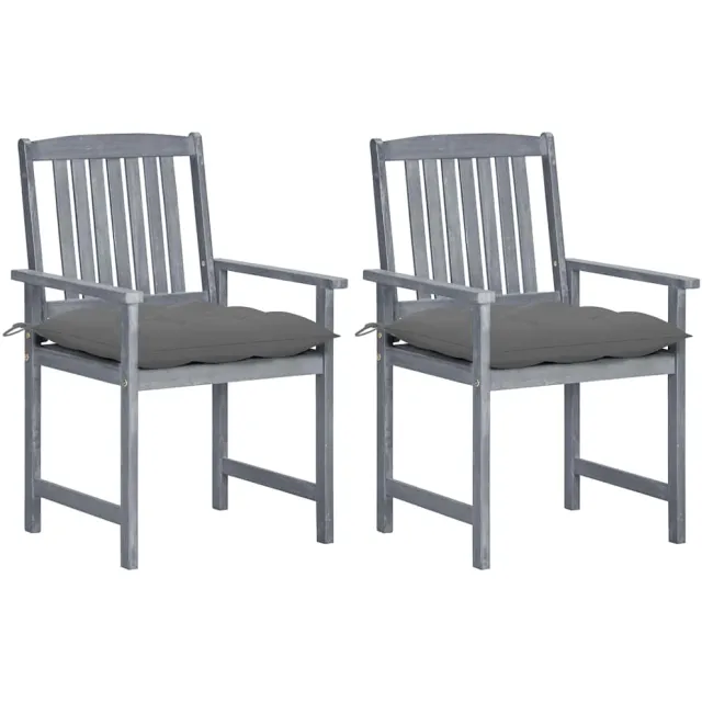 vidaXL Tuinstoelen 2 st met kussens massief acaciahout grijs