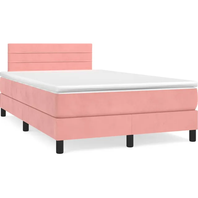 vidaXL Boxspring met matras en LED fluweel roze 120x190 cm