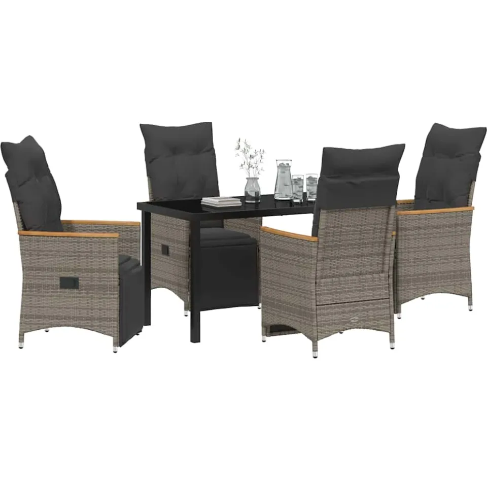 vidaXL Tuin eettafelset 5 st Grijs poly rattan