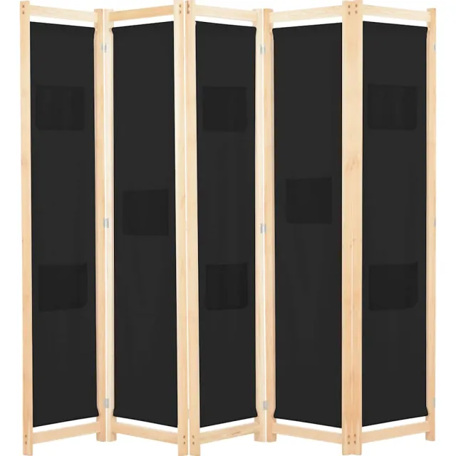 vidaXL Kamerscherm met 5 panelen 200x170x4 cm stof zwart