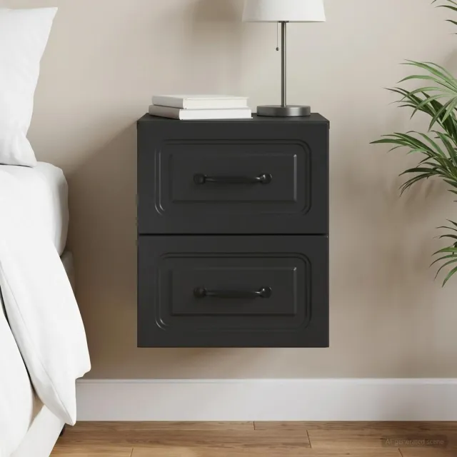 vidaXL Wandbeugel Bedkast Zwart 34,5 x 33 x 40 cm Bewerkt hout, foto 2