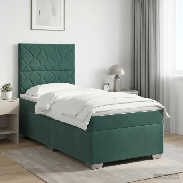 vidaXL Boxspringbed met matras Donkergroen 90 x 200 cm Fluweel