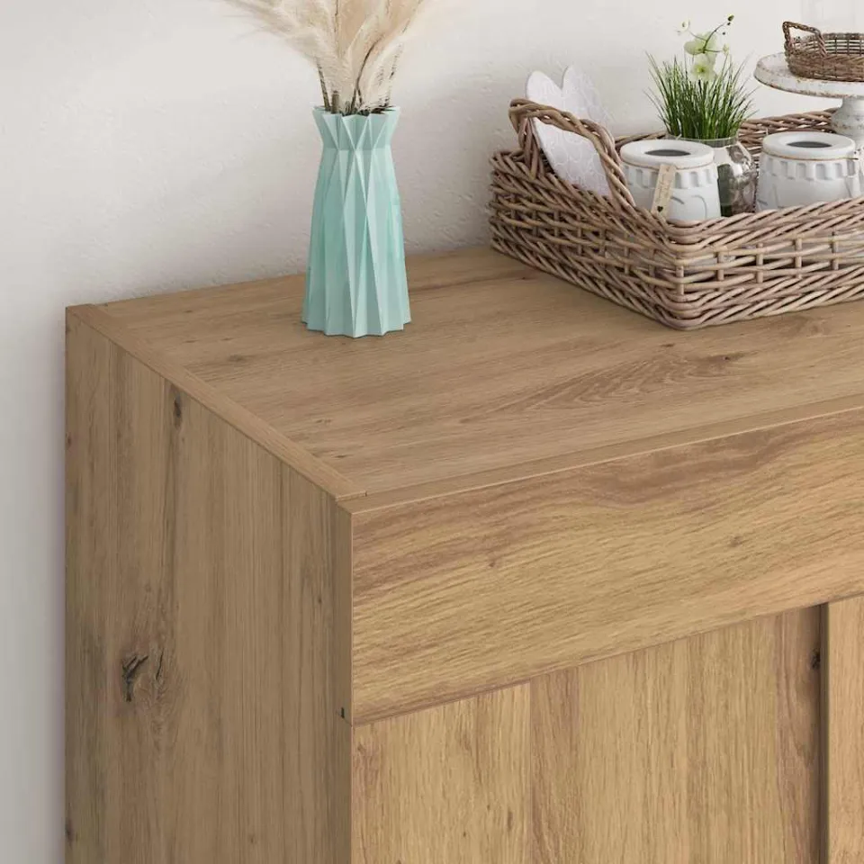 vidaXL Dressoir Artisan Eiken 69,5 x 34 x 90 cm Bewerkt hout, foto 4