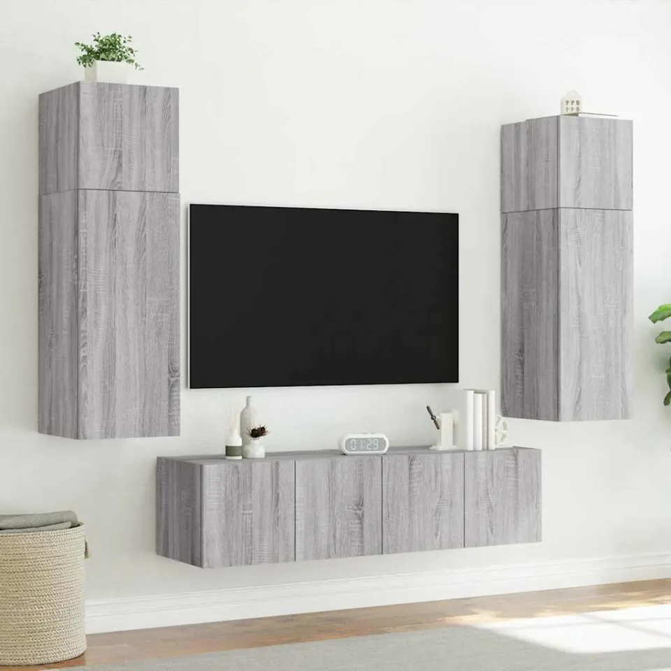 vidaXL Tv-wandmeubel met LED-verlichting 60x35x41 cm grijs sonoma, foto 4