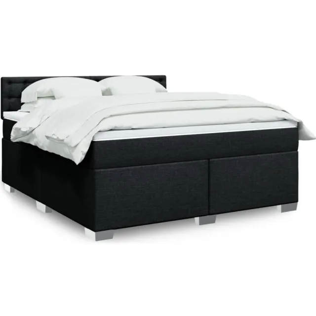 vidaXL Boxspring met matras stof zwart 180x200 cm
