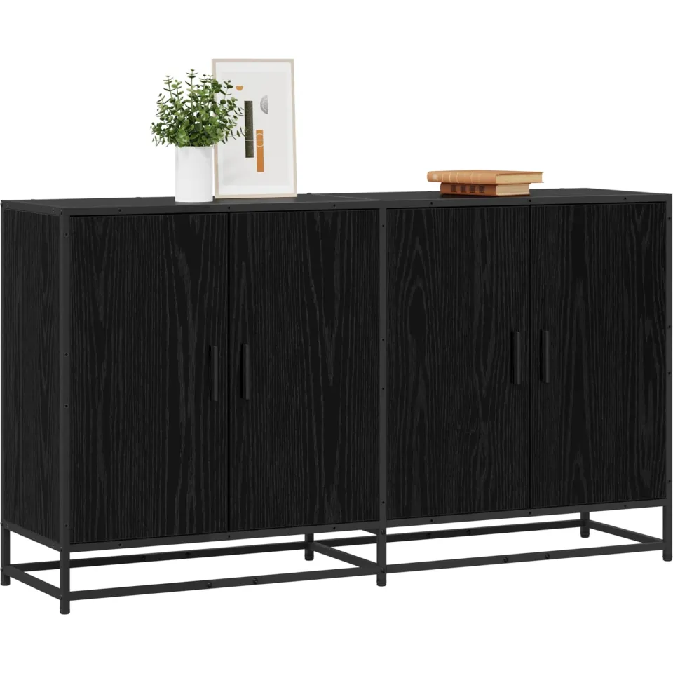 vidaXL Dressoir Zwart eiken 134 x 35 x 76 cm Bewerkt hout