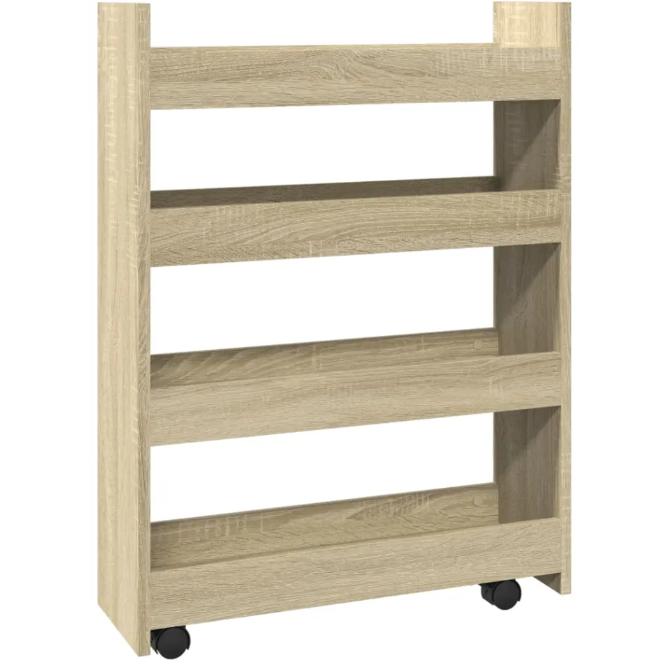 vidaXL Opbergtrolley smal 4-laags bewerkt hout sonoma eikenkleurig, foto 3