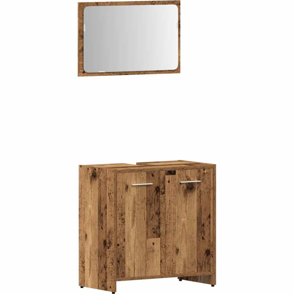 vidaXL 4-delige Badkamermeubelset bewerkt hout oud houtkleurig bruin, foto 4