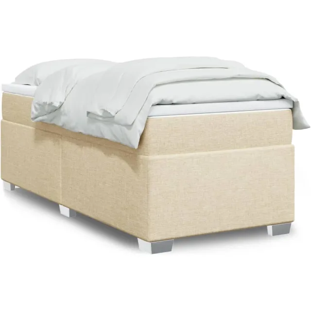 vidaXL Boxspring met matras stof crèmekleurig 100x200 cm