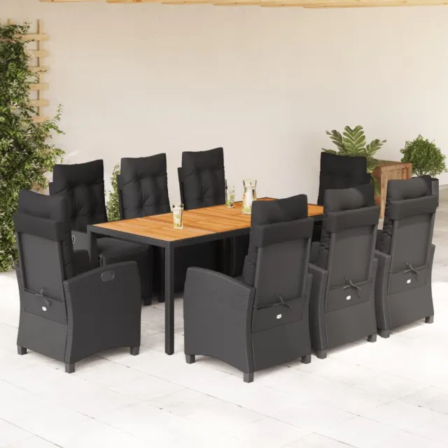 vidaXL 9-delige Tuinset poly rattan zwart, foto 2
