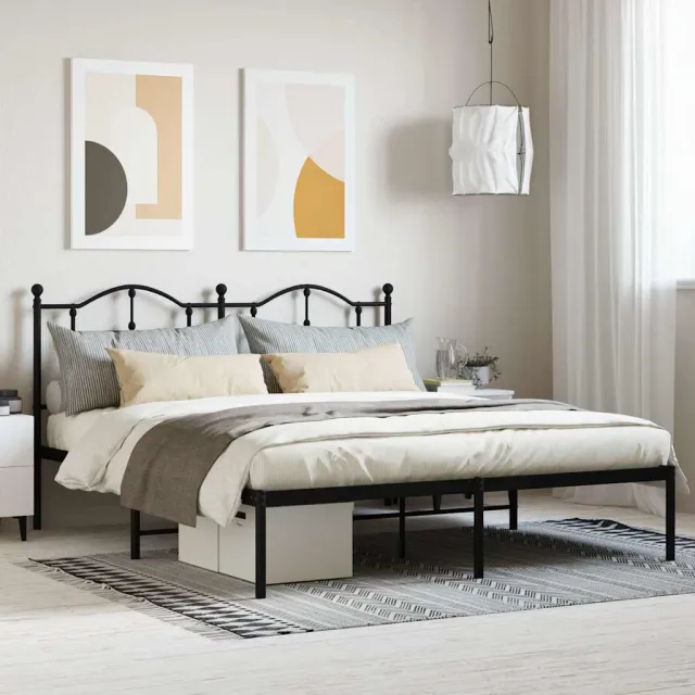 vidaXL Bedframe met hoofdbord metaal zwart 180x200 cm