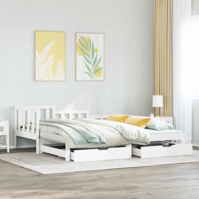 vidaXL Slaapbank met onderschuifbed/lades zonder matras 90x190 cm wit