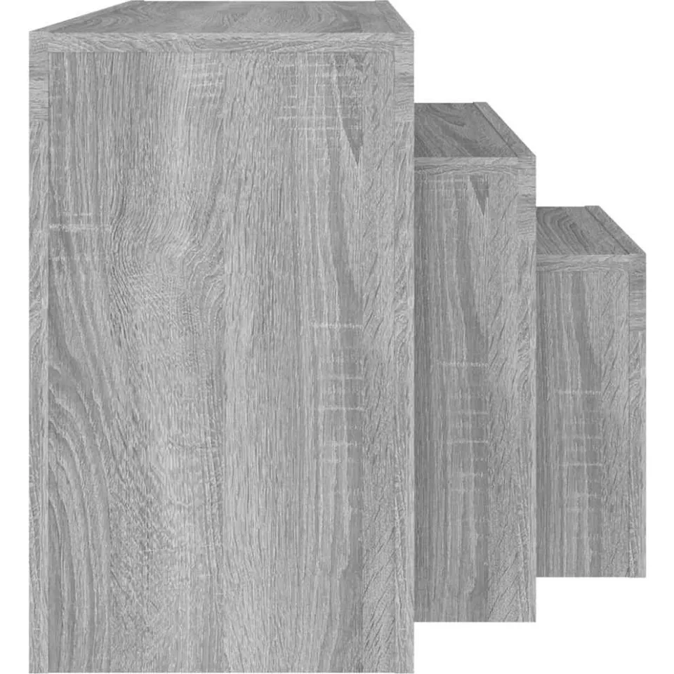 vidaXL 3-delige Tafeltjesset bewerkt hout grijs sonoma, foto 4