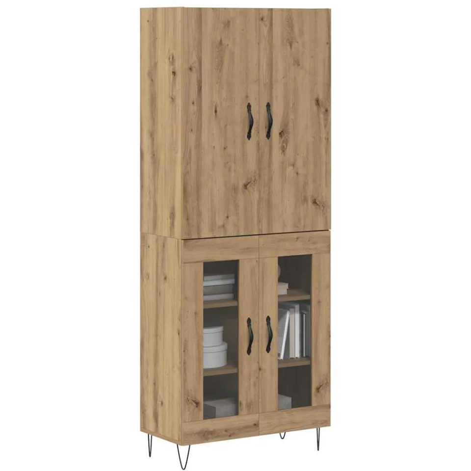 vidaXL Hoge kast 2 st Artisan Eiken 69,5 x 34 x 180 cm Bewerkt hout Bruin