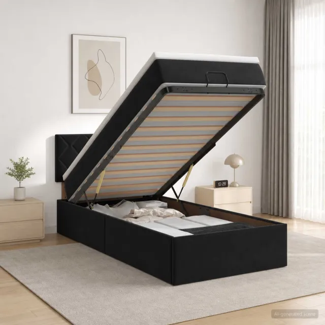vidaXL Ottoman bed met matras Zwart 100 x 200 cm Fluweel