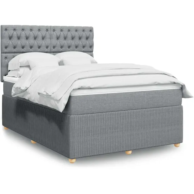 vidaXL Boxspring met matras stof lichtgrijs 160x200 cm grijs