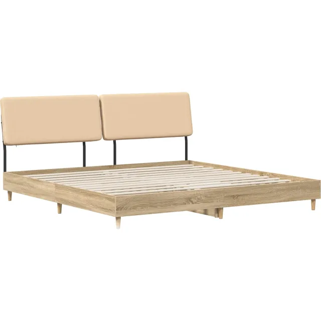vidaXL Tweepersoonsbed met hoofdbord Sonoma eiken en crème Bruin