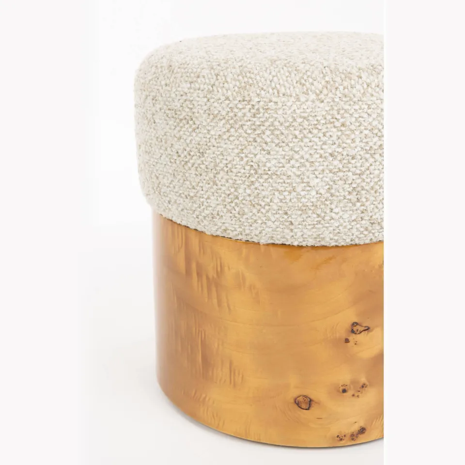 Dutchbone rechthoekige houten poef Burlin - beige, foto 5