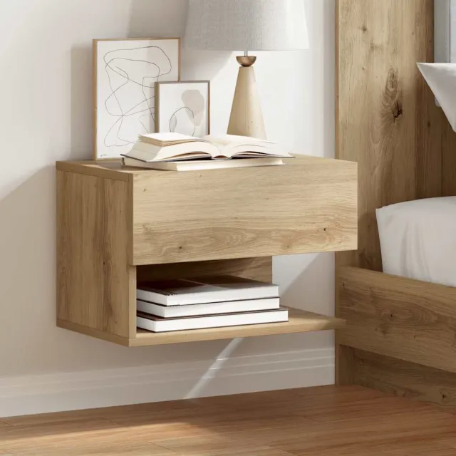 vidaXL Nachtkastjes 2 st wandgemonteerd artisanaal eikenkleur Bruin