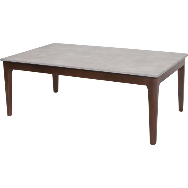 MCW Salontafel MCW-M55, bijzettafel sofatafel massief hout HDF laminaat melamine 46x120x70cm betonlook bruine poten Grijs