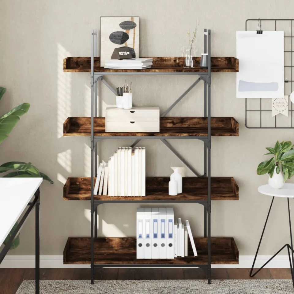 vidaXL Boekenkast 4-laags 100x33x145,5 cm bewerkt hout gerookt eiken, foto 2