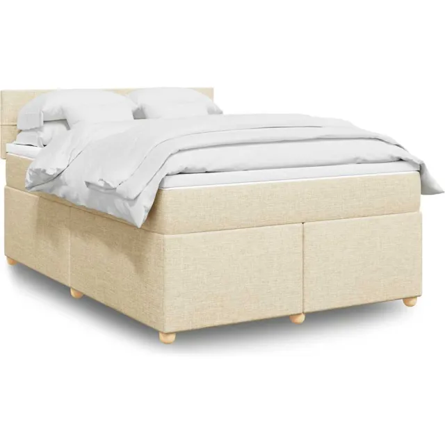 vidaXL Boxspring met matras stof crèmekleurig 140x190 cm