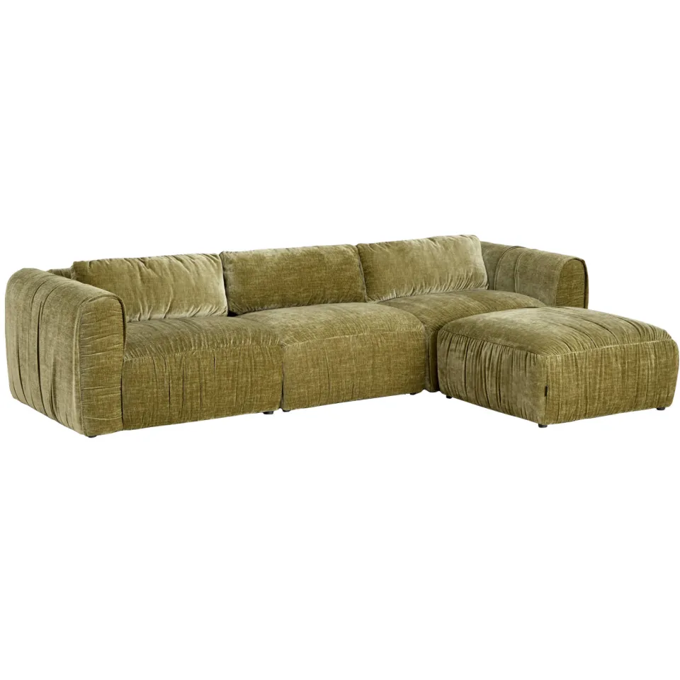 NOUS Living 3-zitsbank met hocker Kaia groen, foto 4