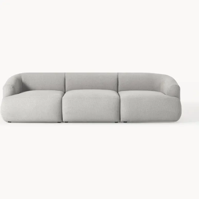 Westwing Collection Modulaire bouclé bank Sofia (3-zits) Grijs