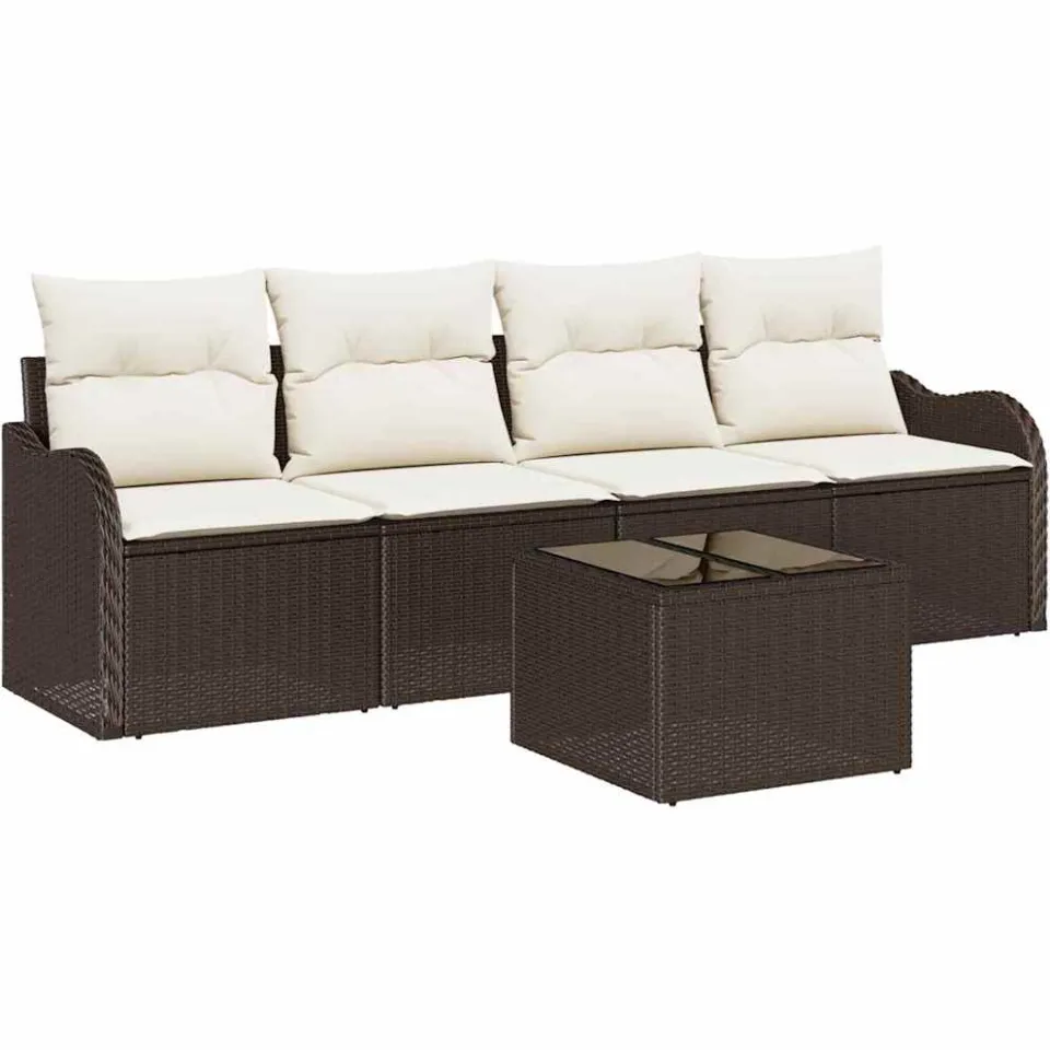 vidaXL Tuin Sofa Set Bruin poly rattan
