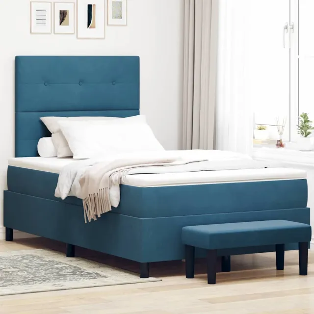 vidaXL Boxspring bed met hoofdeinde Donkerblauw 200 x 120 cm Fluweel
