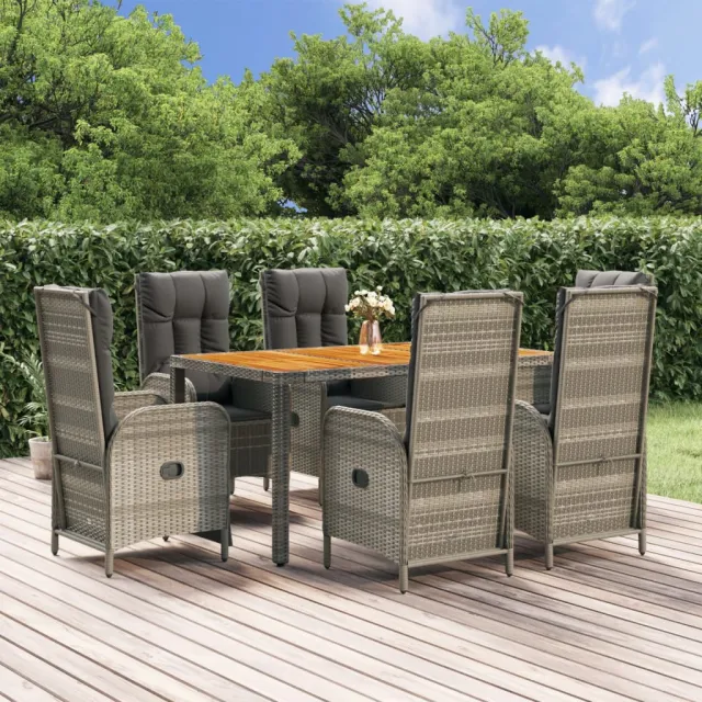 vidaXL 7-delige Tuinset met kussens poly rattan grijs, foto 2