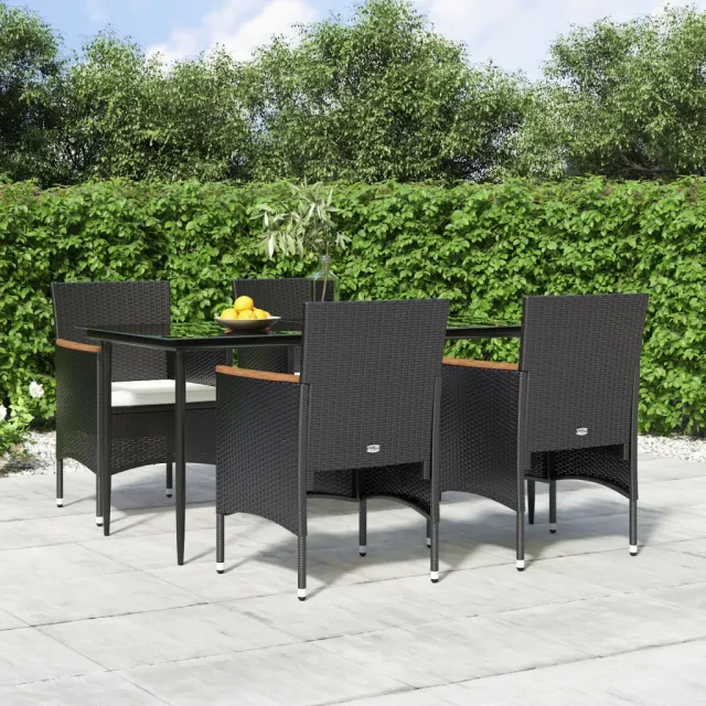 vidaXL 5-delige Tuinset met kussens zwart, foto 2
